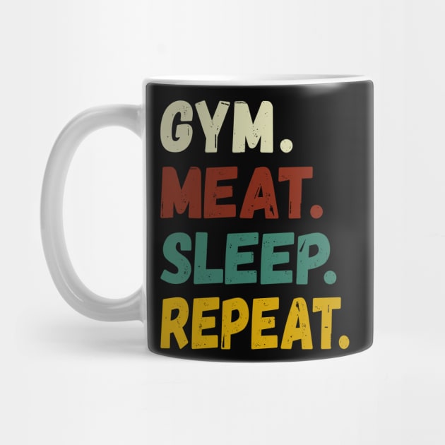 GYM MEAT SLEEP REPEAT BOLD COLORED GRUNGE CARNIVORE DIET FAN WORKOUT ACTIVEWEAR by CarnivoreMerch